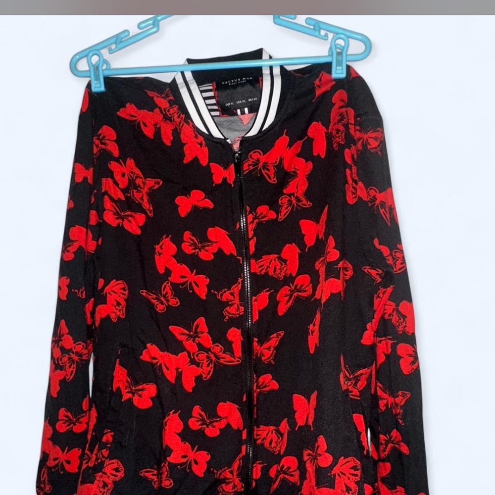 Cactus Black and Red Butterfly Bomber Jacket